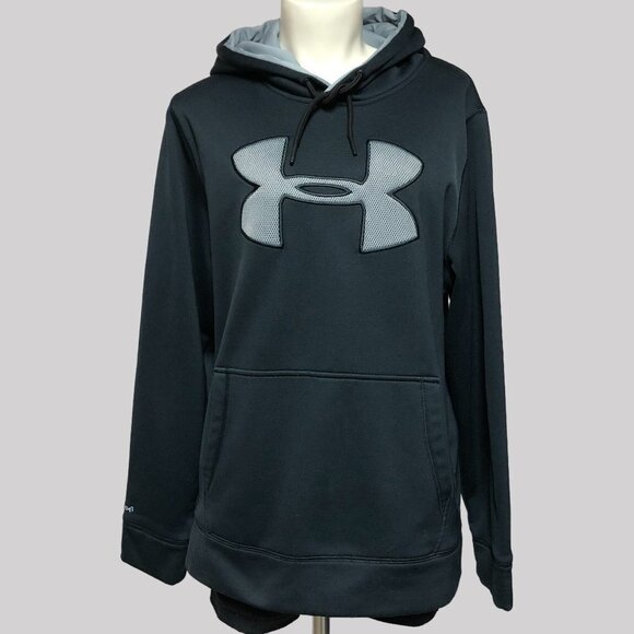 Under Armour Other - Under Armour Black & Grey Cold Gear Kangaroo Hoodie Size Men's Medium
